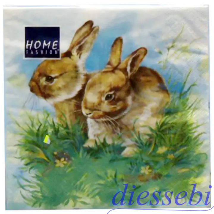 Tovagliolo Decoupage Conigli 33x33cm CWR