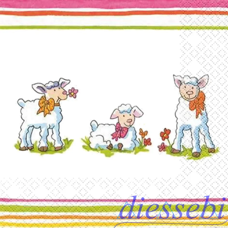 Tovagliolo Decoupage Pecorelle 33x33cm CWR
