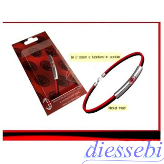 Bracciale Milan AC in Caucciu e Acciaio