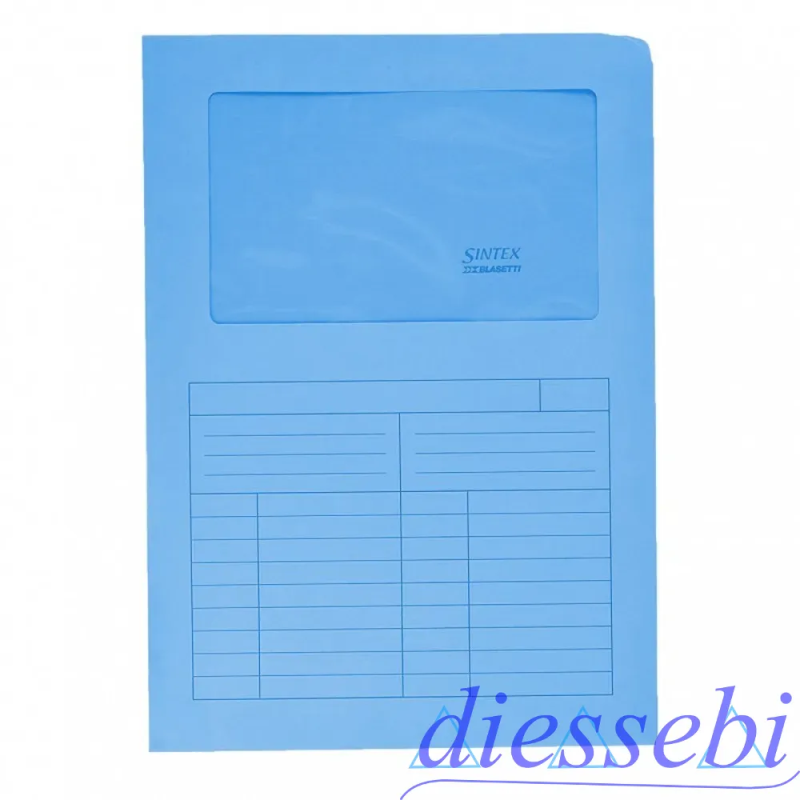 Confezione 50 Cartelle con Finestra Sintex A4 Azzurro