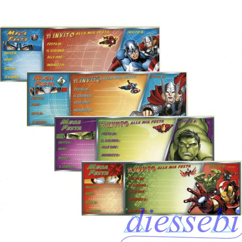 Carnet 15 Inviti Compleanno Avengers