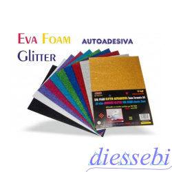 Blister 10fg A4 Eva Foam Glitter Adesivi (colori assortiti)