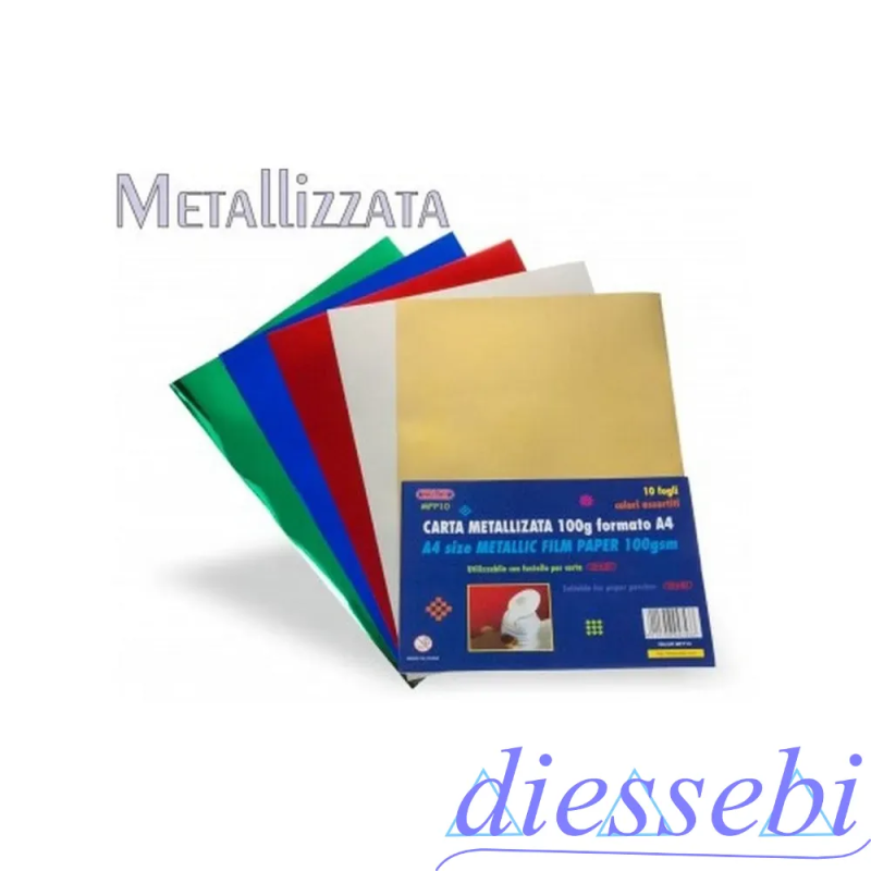 Blister 10fg A4 Metallizzata 100gr (colori assortiti)
