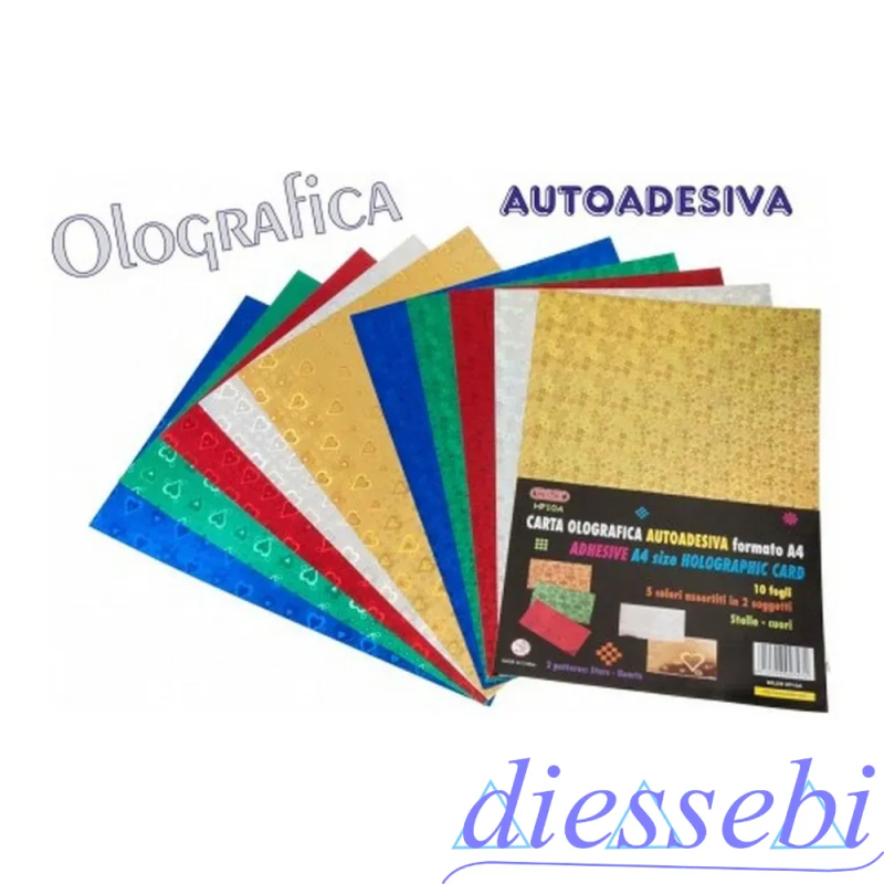 Blister 10fg A4 Olografica Adesiva (colori assortiti)