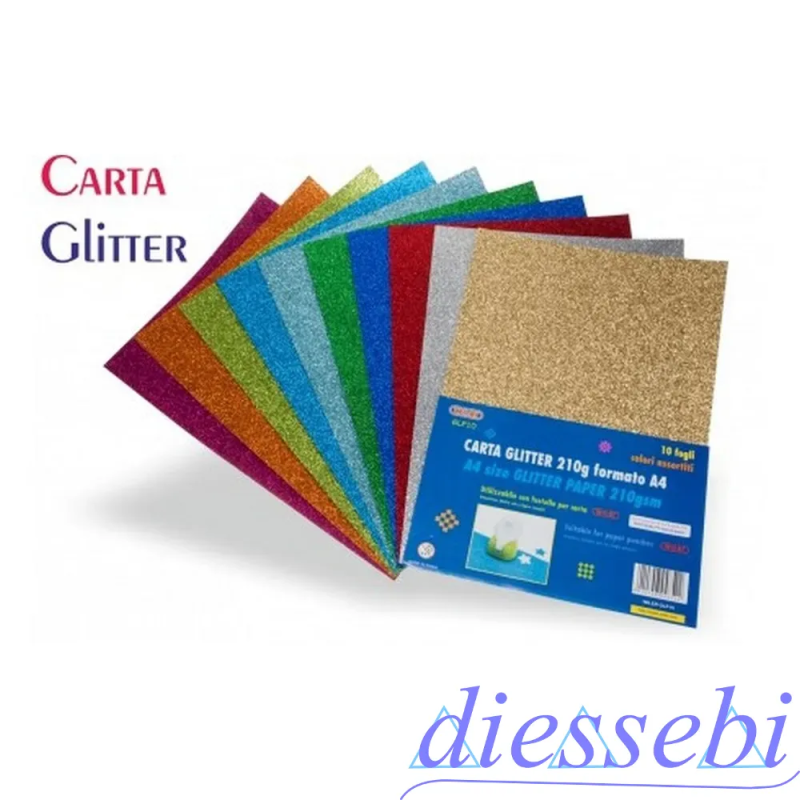 Blister 10fg A4 Glitter 210gr (colori assortiti)