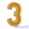 Mylar Mini Numero 3 Oro 35cm