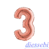 Mylar Mini Numero 3 Rosa Gold 35cm