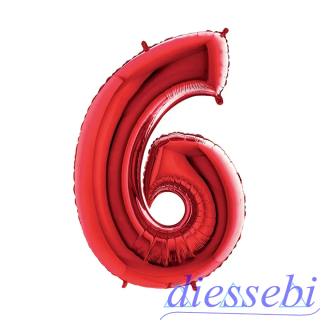 Mylar Mini Numero 6 Rosso 35cm