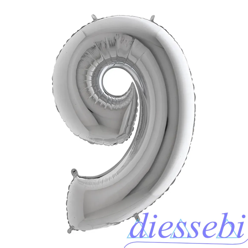Mylar Mini Numero 9 Argento 35cm