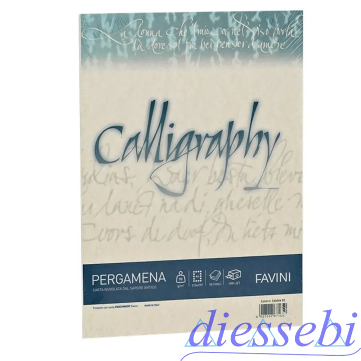 Risma 50 Fogli Carta Pergamena A4 90gr Sabbia (02) Calligraphy Favini