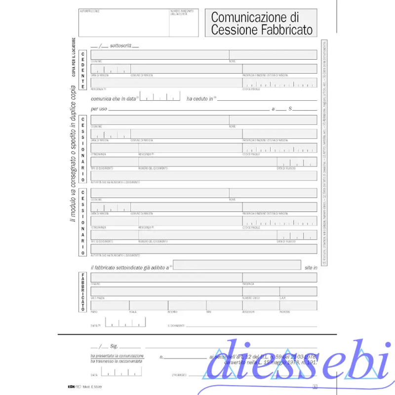 Modulo Comunicazione di Cessione Fabbricato EdiPro