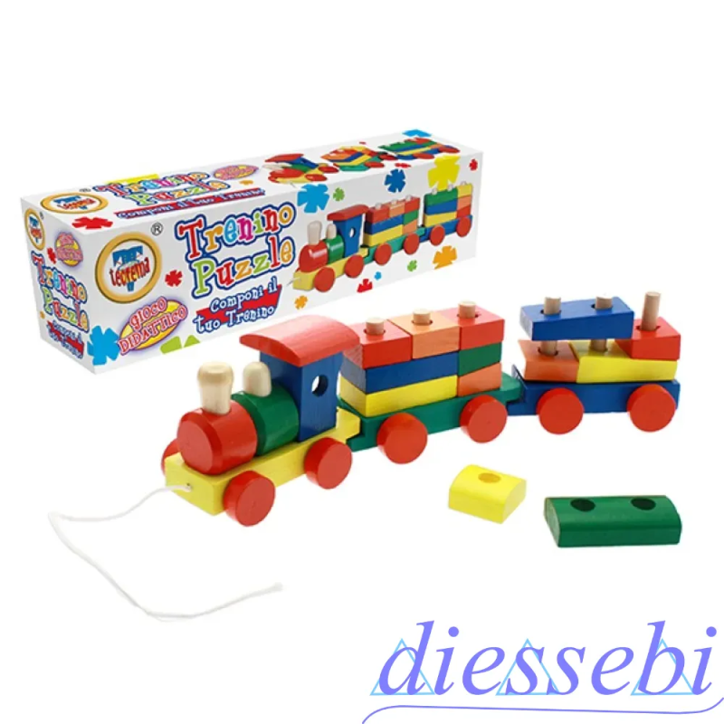 Trenino Puzzle in Legno 30cm - Mattoncini Colorati - Teorema