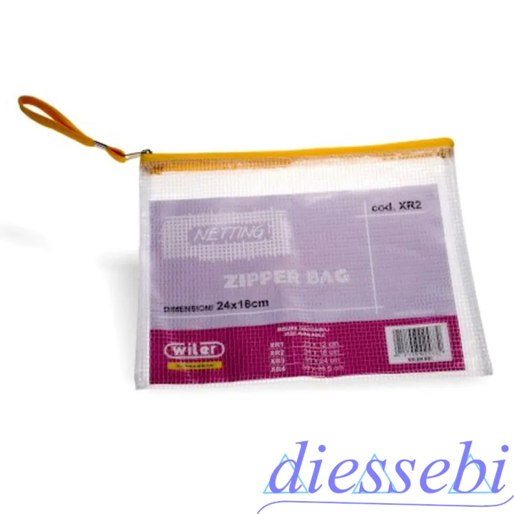 Busta Trasparente con rete e zip 23x12