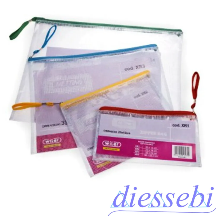 Busta Trasparente con rete e zip 23x12