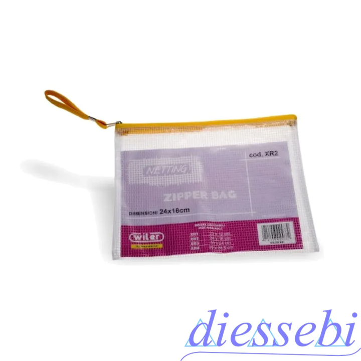 Busta Trasparente con rete e zip 23x12