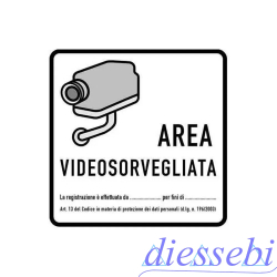 Cartello "Area Videosorvegliata" 30x20cm in PVC Letterfix