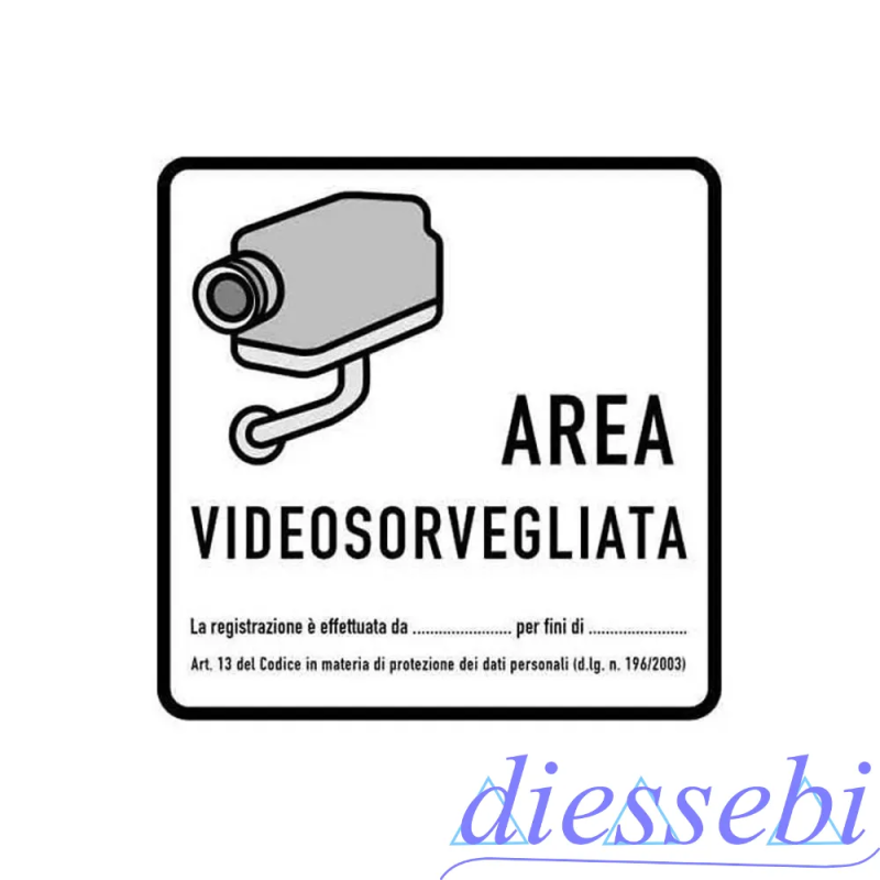 Cartello "Area Videosorvegliata" 30x20cm in PVC Letterfix