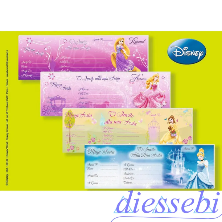 Carnet 15 Inviti Compleanno Principessa Disney