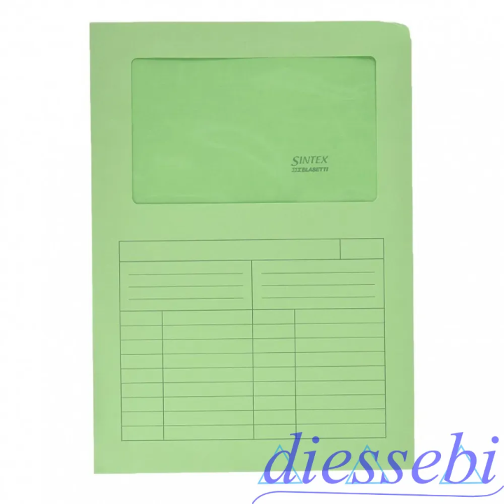 Confezione 50 Cartelle con Finestra Sintex A4 Verde