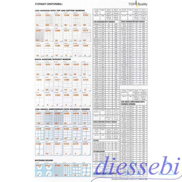 Etichette Adesive 105x36mm TQ
