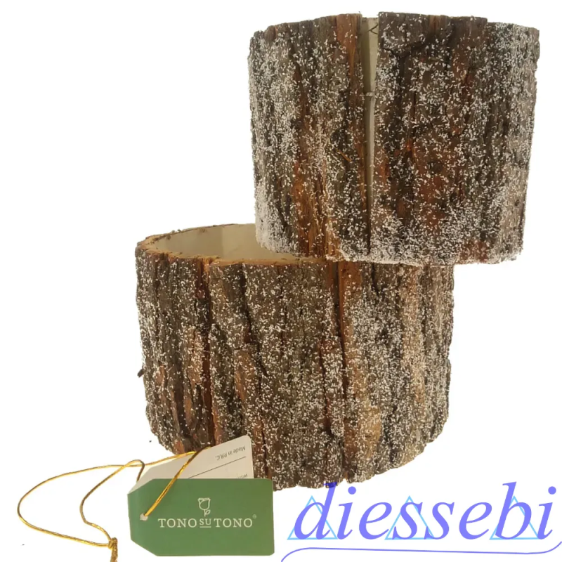 Set 2 Contenitore con Corteccia Innevato Tono su Tono