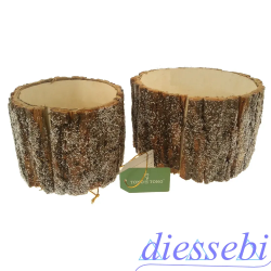 Set 2 Contenitore con Corteccia Innevato Tono su Tono