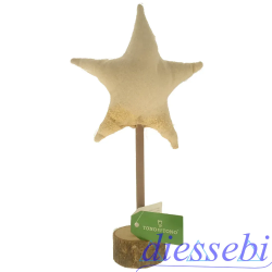 Albero - Stella con Base in Legno 30cm Tono su Tono
