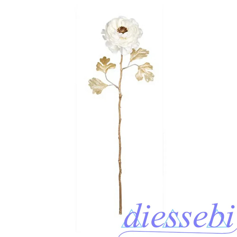 Ranuncolo Bianco con Stelo in Oro 55cm Tono su Tono