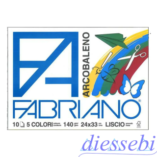 Album da Disegno Liscio 24x33cm 10fg Colorati Arcobaleno Fabriano