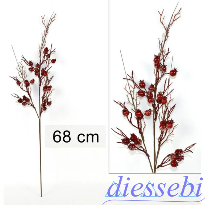 Rametto Bacche Rosse con Glitter 68cm Due Esse