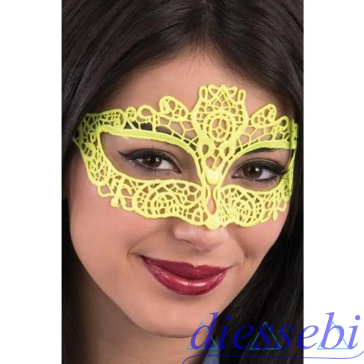 Maschera in Tessuto Macramè Giallo Fluo Carnival Toys