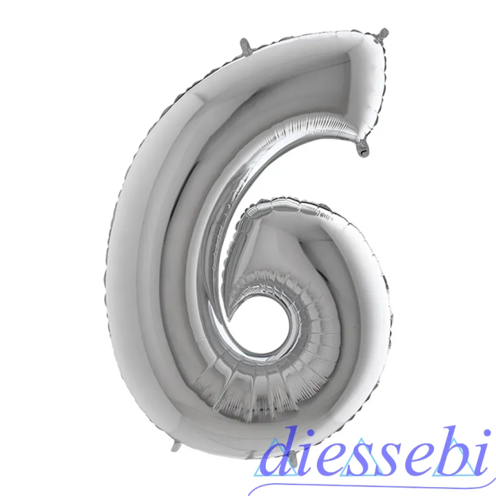 Mylar Mini Numero 6 Argento 35cm
