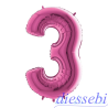 Mylar Mini Numero 3 Fucsia 35cm