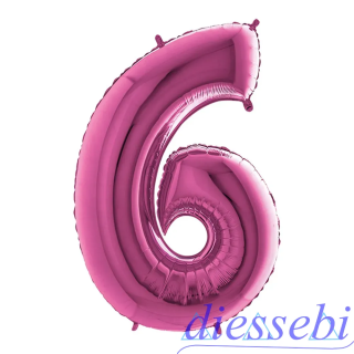 Mylar Mini Numero 6 Fucsia 35cm