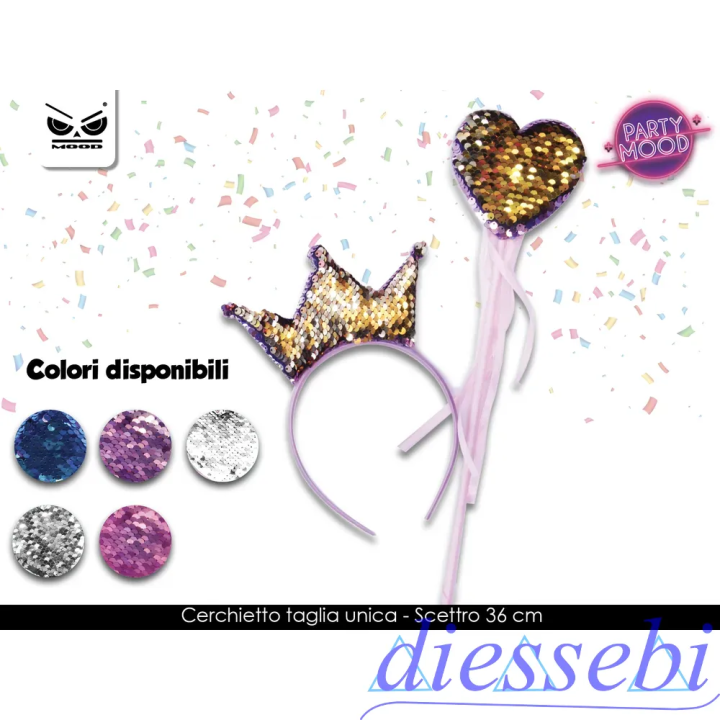 Cerchietto e Scettro con Paillettes