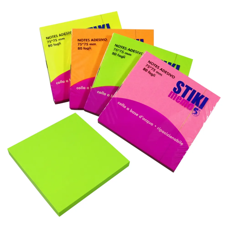 Fogli Rimovibili Giallo Fluo 75x75mm