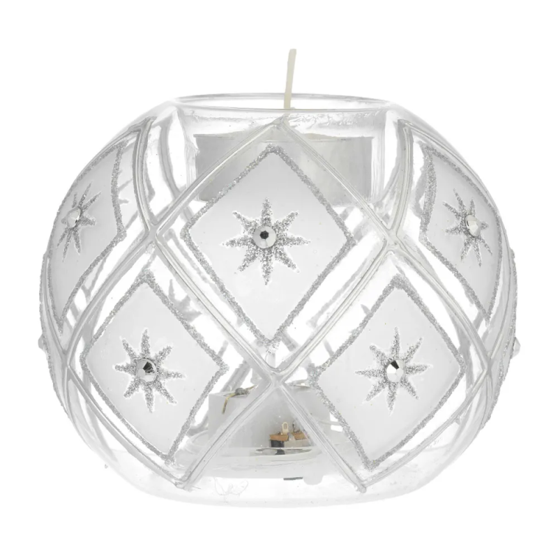 Sfera Tealight Rombo Argento 10cm Bagutta 08