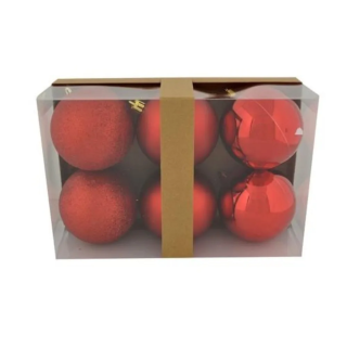 6 Sfere Rosse Lucido 8cm