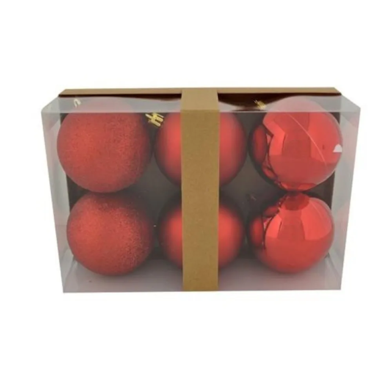 6 Sfere Rosse Lucido 8cm