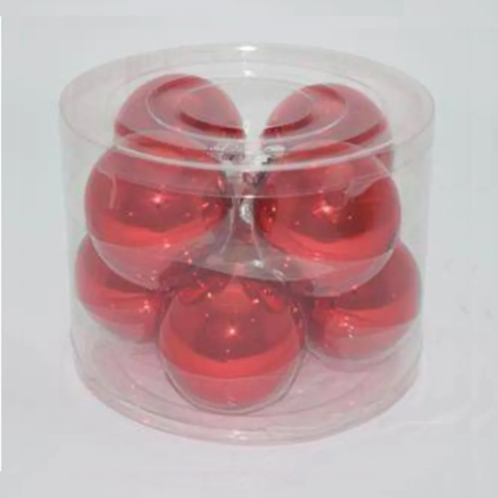 8 Sfere Rosso Lucido Vetro 8cm