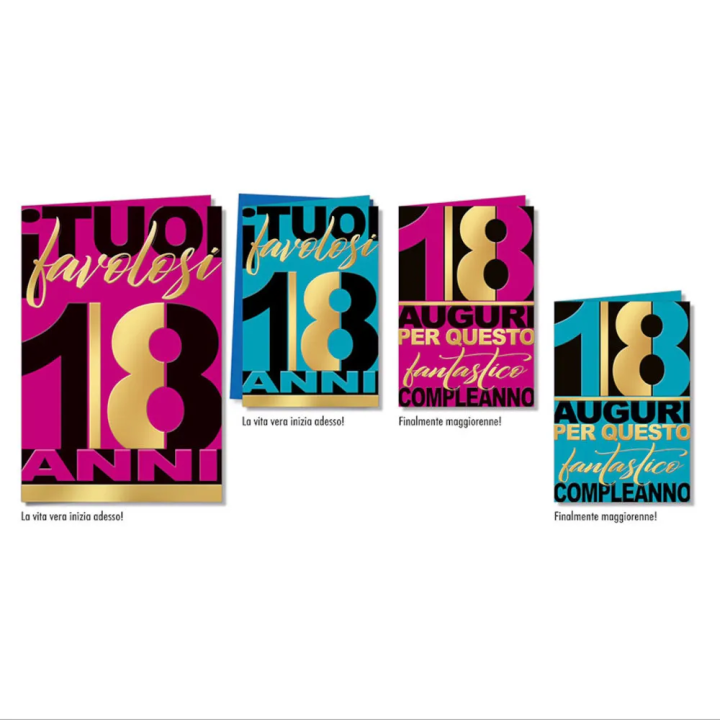 Biglietto Compleanno 18 Anni Black & Gold Cromo