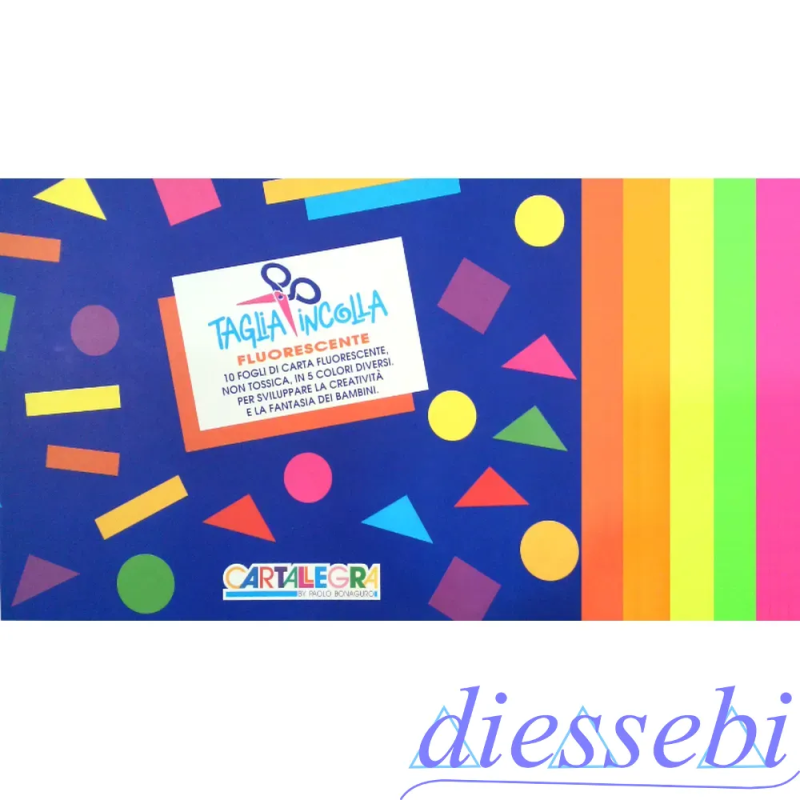 Album 10 Fogli Carta Fluorescente Taglia Incolla 24x33cm Favini