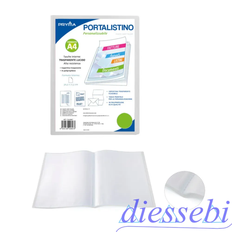 Portalistino A4 50fg Copertina Personalizzabile