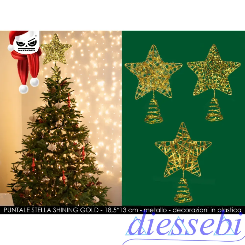 Puntale Stella Oro Glitter