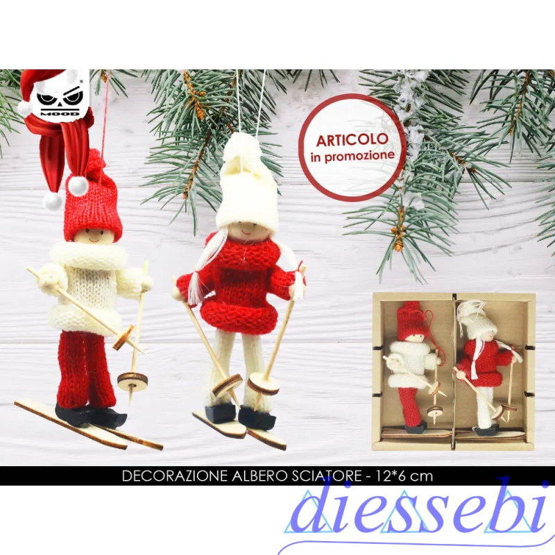 Decorazione Albero Coppia Sciatrici