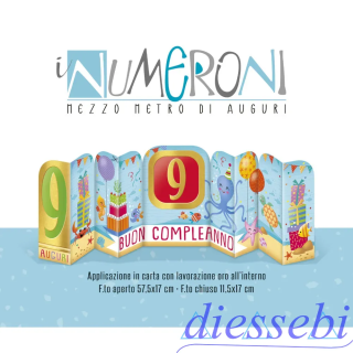Biglietto Compleanno 9 Anni Numeroni