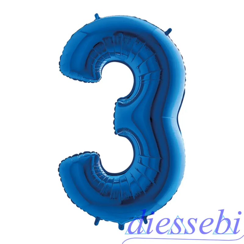 Mylar Mini Numero 3 Blu 35cm