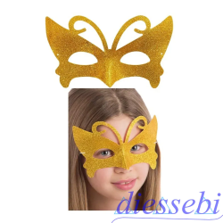 Maschera Farfalla con Glitter Oro