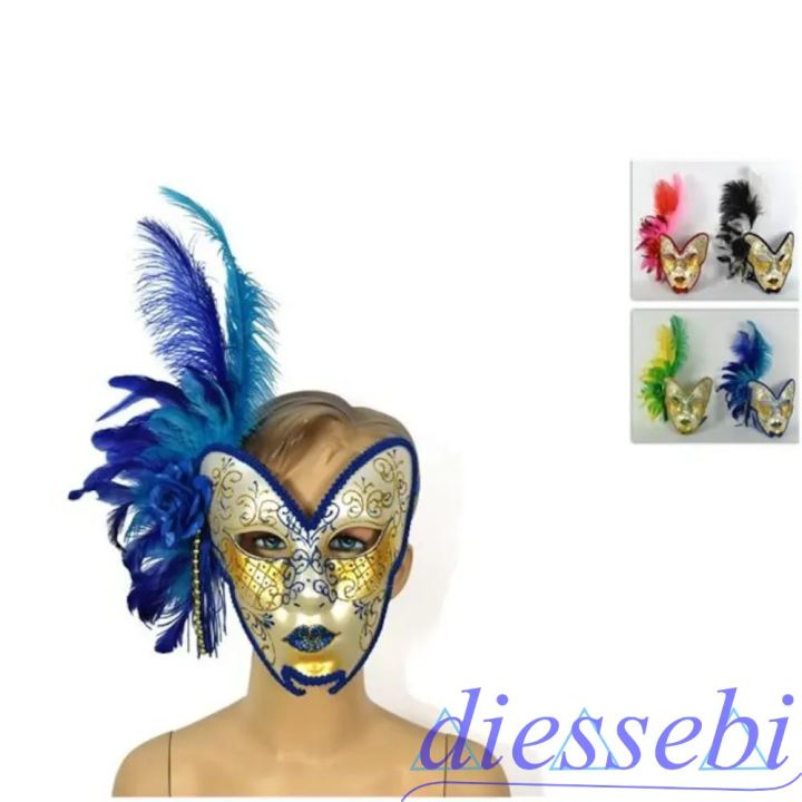 Maschera con Piume e Rosa