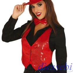 Gillet con Paillettes Rosso Donna